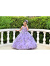 Violet Lace Tulle Pearl Embellished Romantic Flower Girl Dress